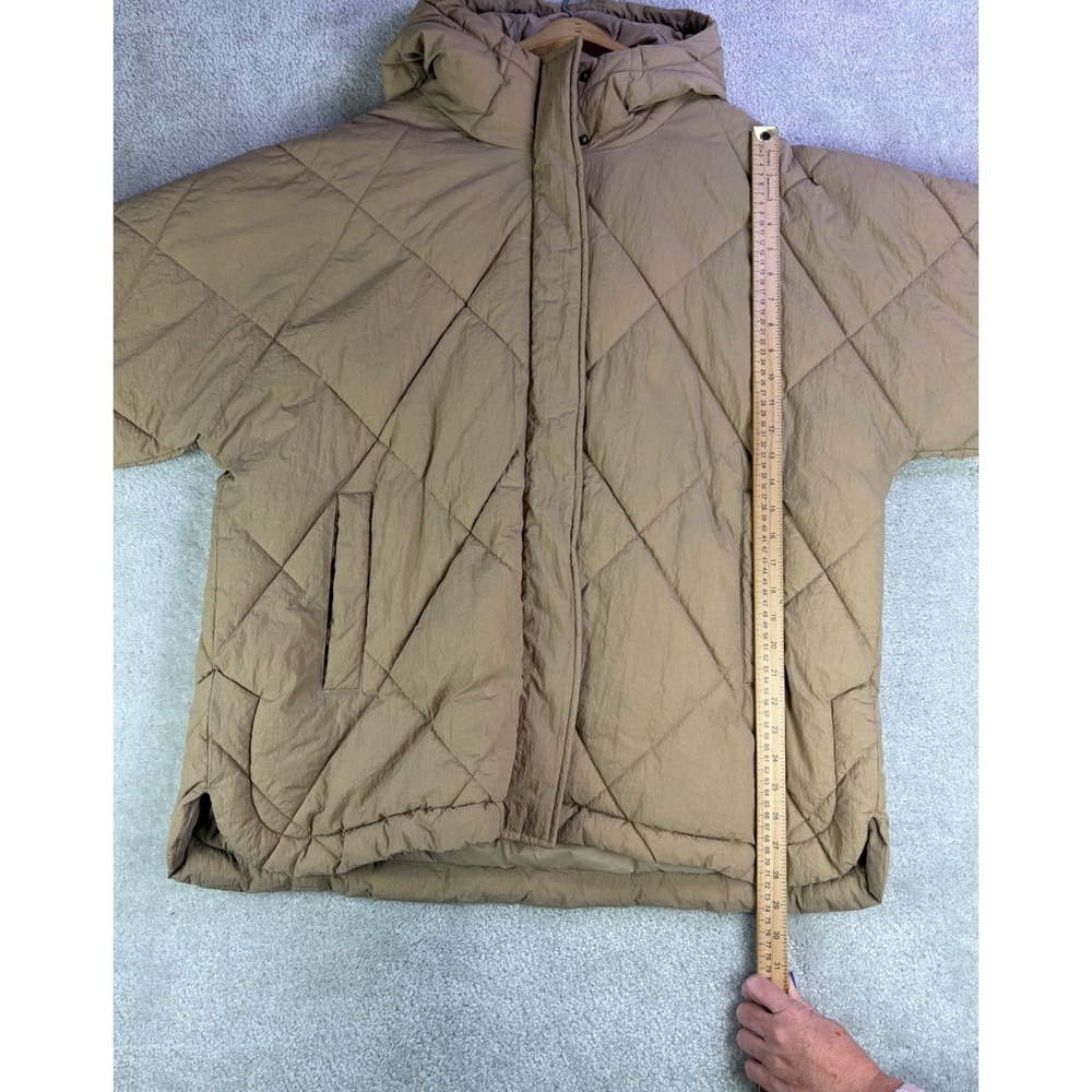 Madewell Holland Quilted Puffer Parka Womens XXL Toasted‎ Sesame Tan Hooded Flaw - Picture 13 of 15